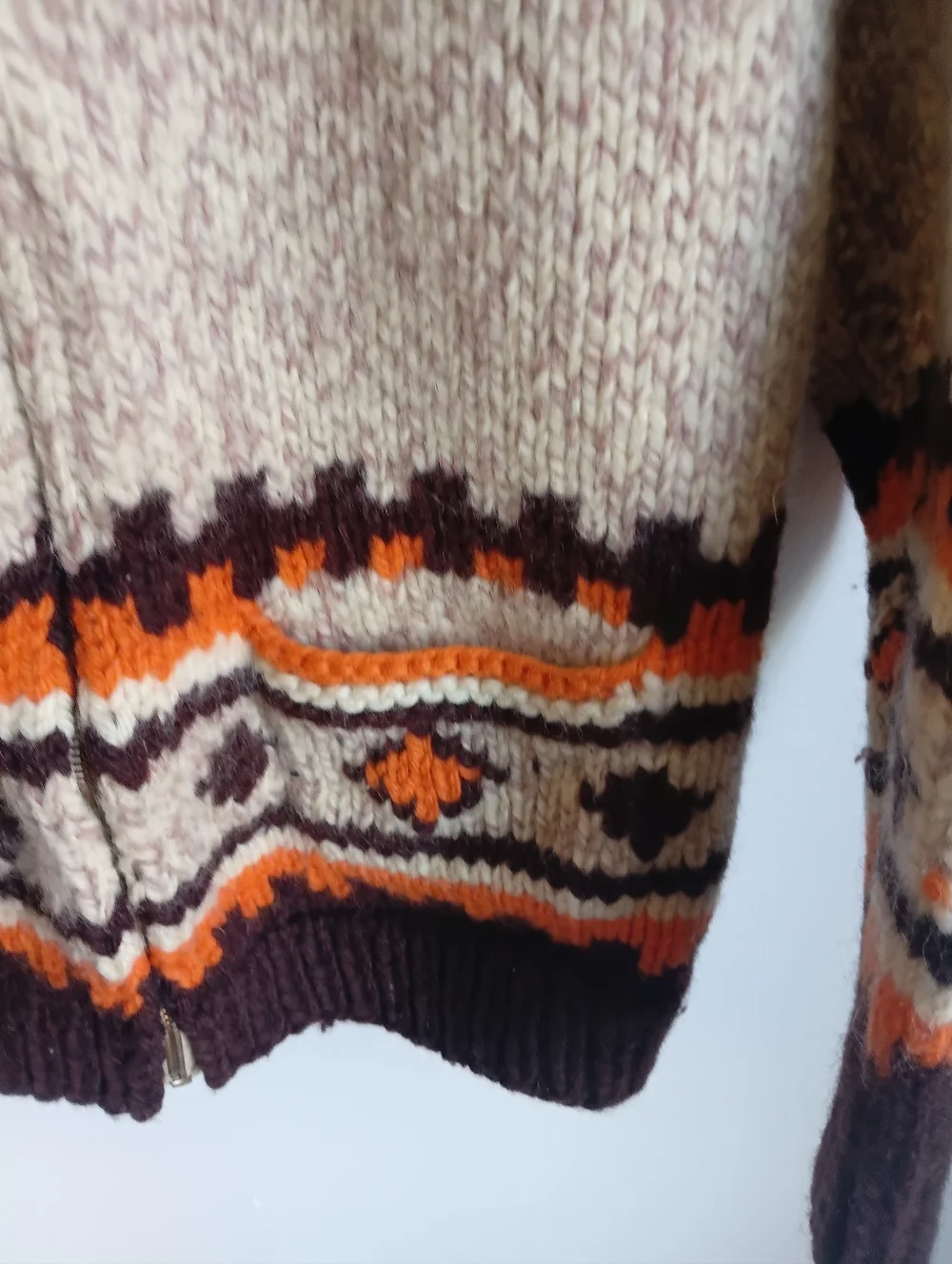 Vintage 50's 60's Handmade Cowichan Style Curling Sweater Small Boho Cottagecore - Picture 12 of 17